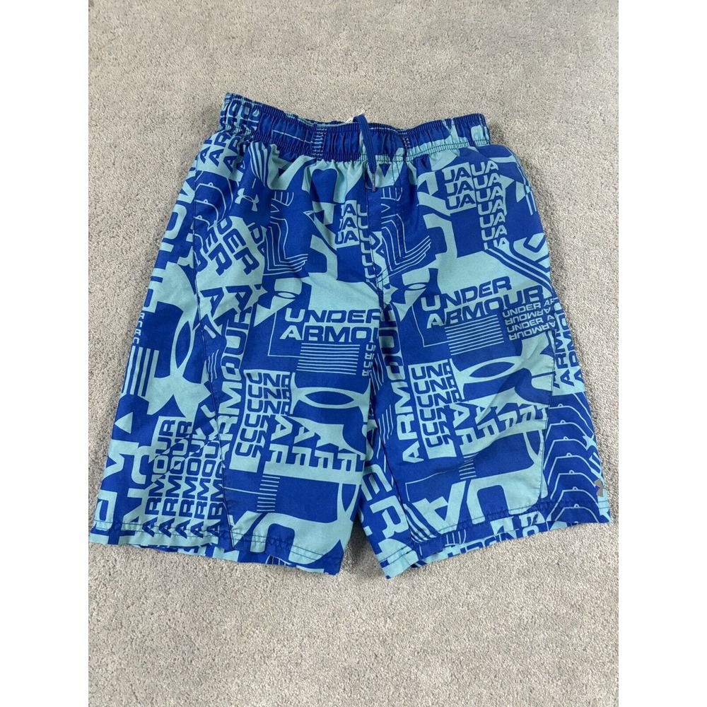 Under Amour Youth Boys Double Sided Logo Graphics Print Board Shorts Swim Trunks